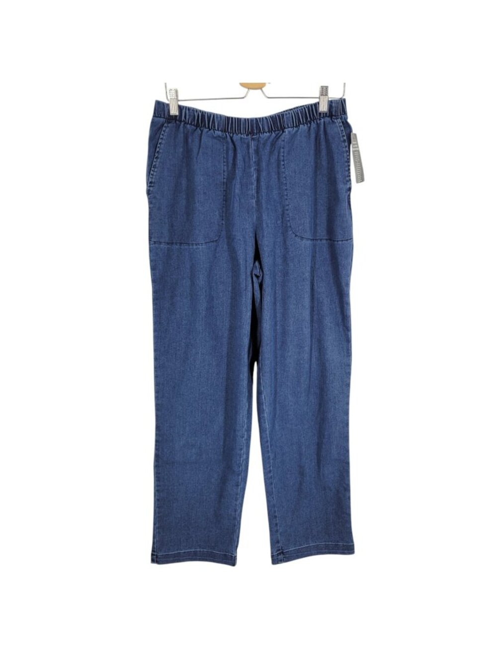 Woman Within 18W Pull On Jeans Stretch Denim Straight Leg Elastic Waist NWT